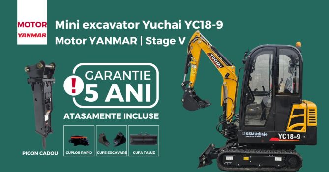 Mini excavator Yuchai YC18-9 Motor YANMAR Stage V
