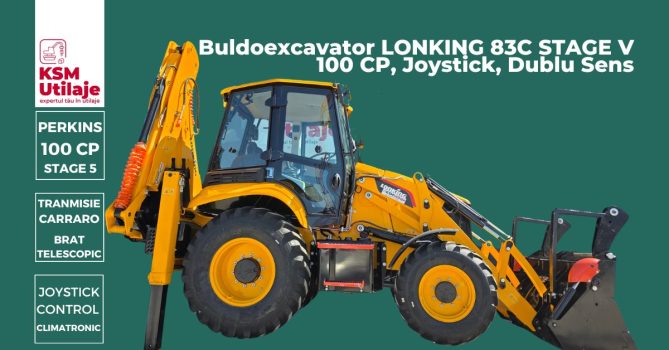 Buldoexcavator LONKING 83C STAGE V 100 CP, Joystick, Dublu Sens