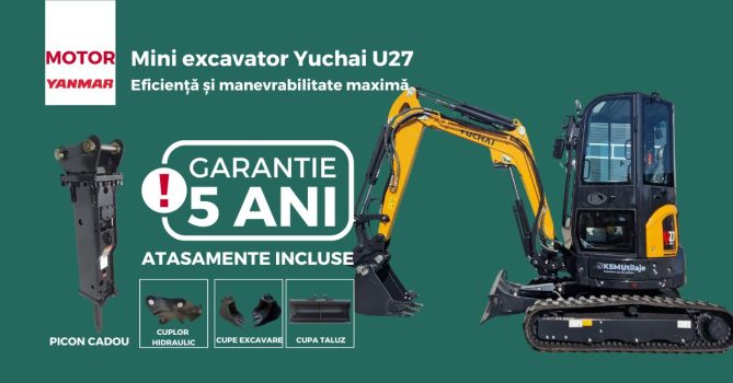 Mini excavator Yuchai U27 Eficiență și manevrabilitate maximă